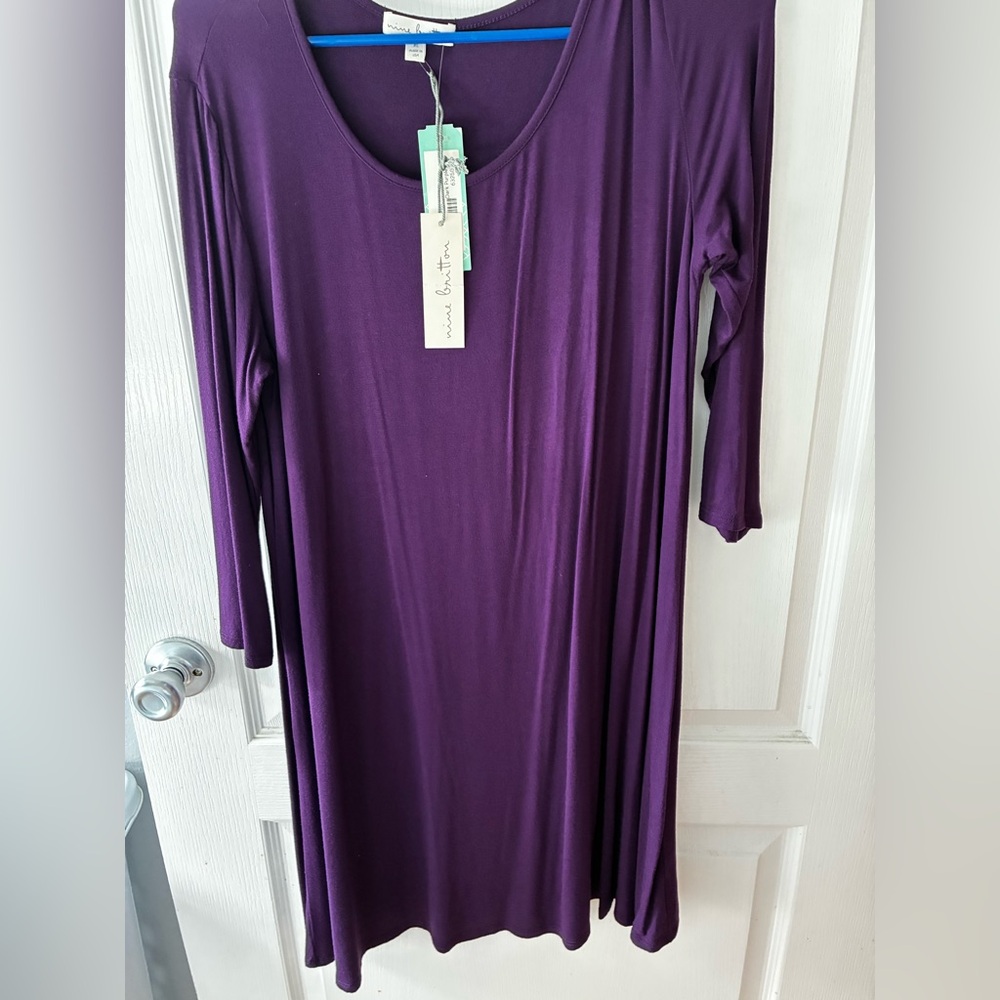 ❤️ nine britton Purple Scoop-Neck Dress